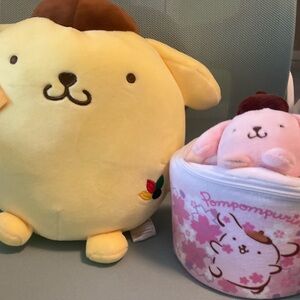 Yumme Twins Pompompurin Yellow Plush and Plush Pink Pompompurin Zippered Cup